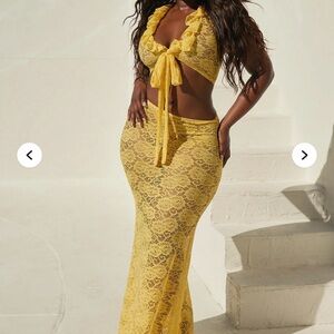 Yellow Lace Two-Piece Set